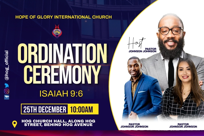 Ordination ceremony Poster template