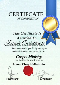 Ordination Certificate A3 template