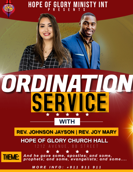 Ordination Service Template | PosterMyWall