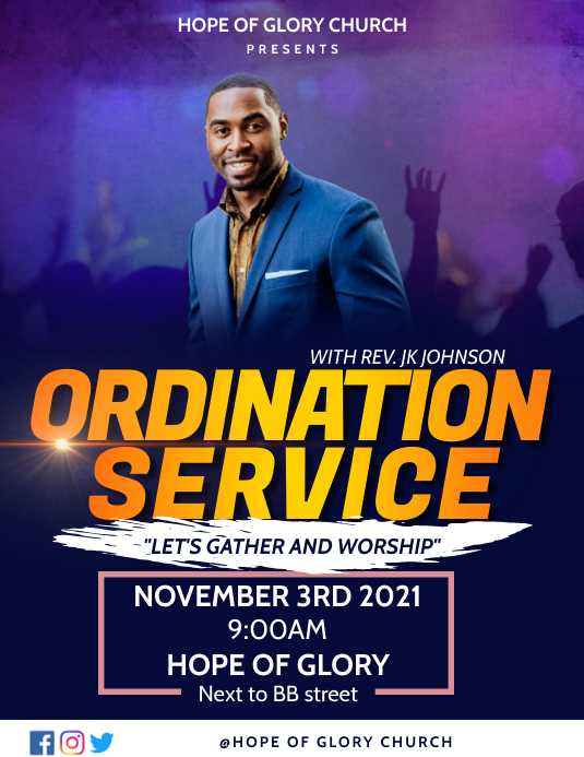 Ordination Service Template PosterMyWall