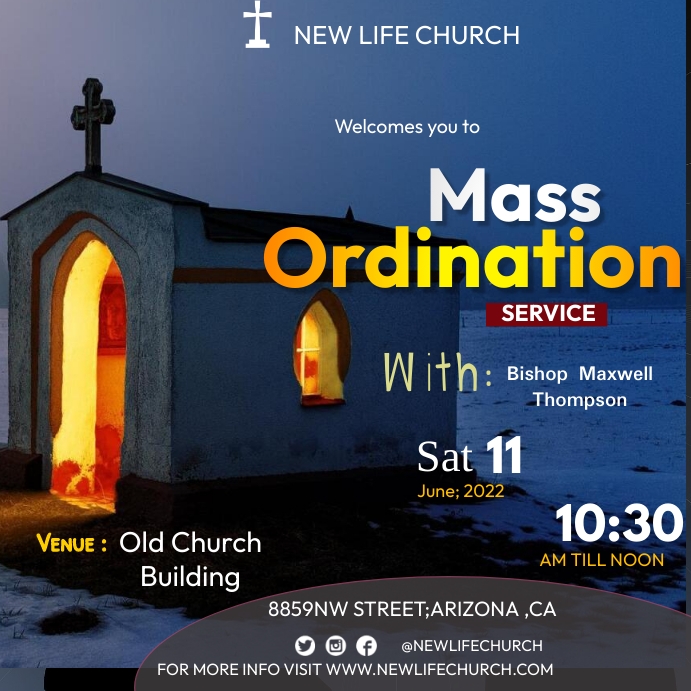 ordination service Instagram Post template