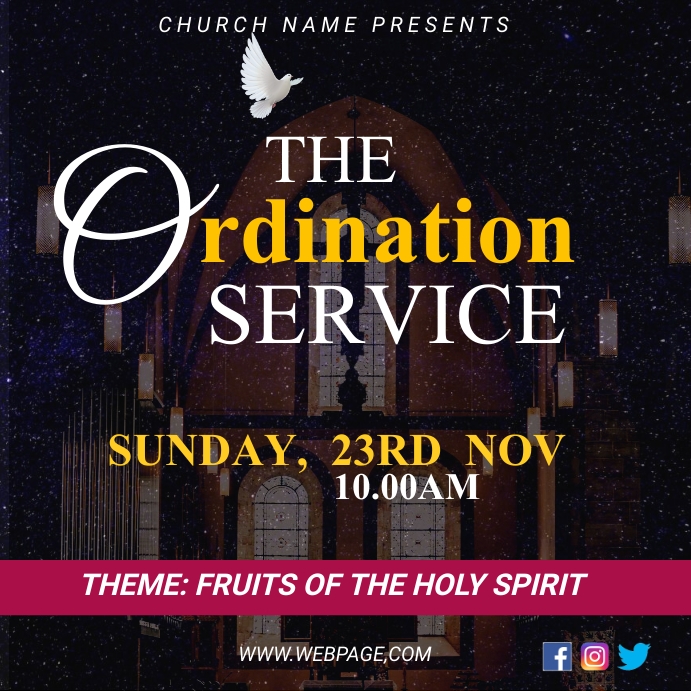Copy of Ordination Service Flyer | PosterMyWall