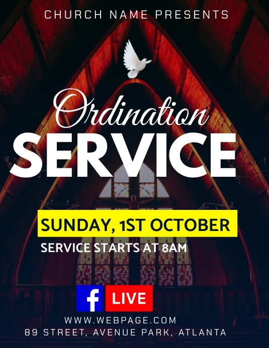 Ordination Service Flyer Template | PosterMyWall