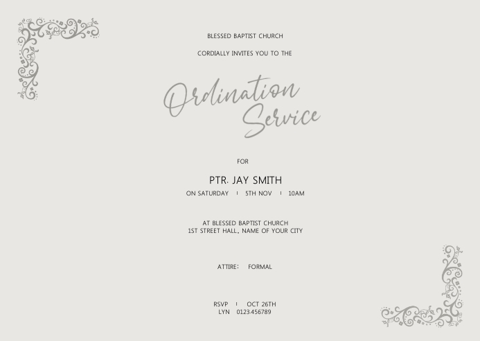 Ordination Service Invite Template | PosterMyWall