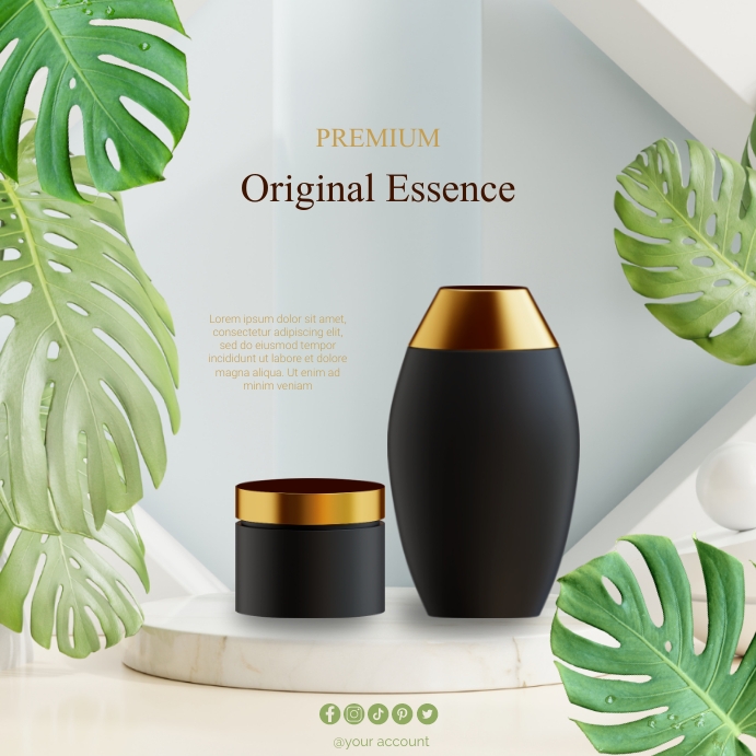 Organic cosmetics skin care products Instagram-opslag template