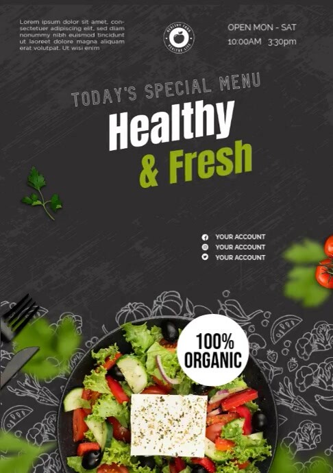 Organic Healthy Fresh Menu Templat | PosterMyWall