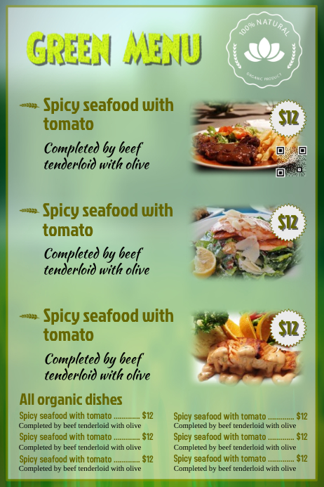 Organic menu flyer PosterMyWall Organic menu flyer PosterMyWall
