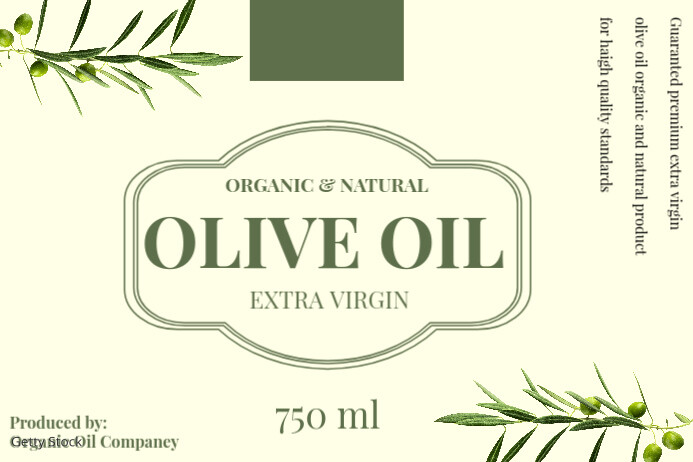 Organic Olive oil label graphic template Étiquette