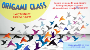Origami class  extracurricular activity flyer Digitalt display (16:9) template