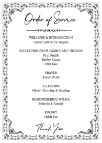 Ornament Border Funeral Order of service A6 template