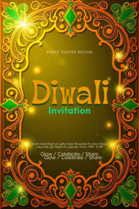 Ornate Diwali Invitation Poster Design template