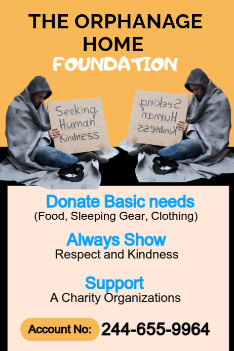 Orphanage donations foundation poster design template | PosterMyWall