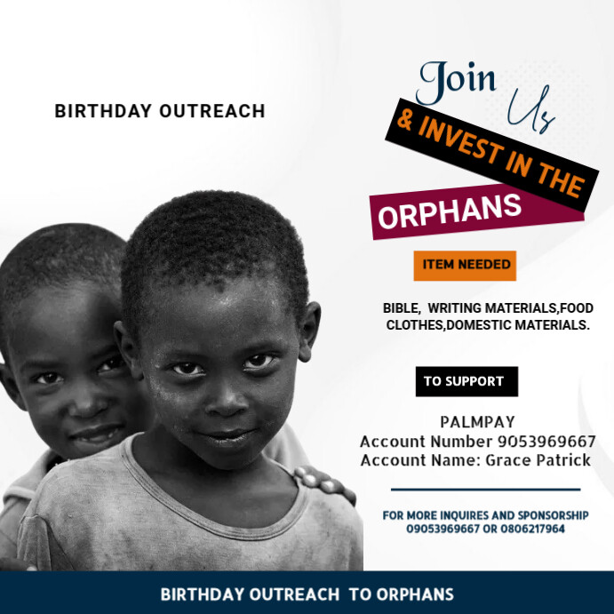 ORPHANS OUTREACH Template | PosterMyWall