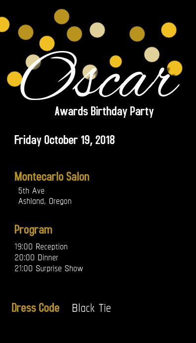 Oscar Award Party Template Postermywall