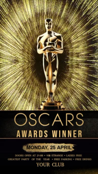 Preto Oscars Party Digitale display Template