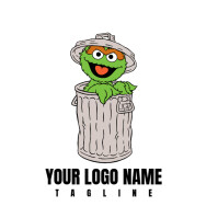 Oscar-sesame-street-charater-cartoon-vector Logo template
