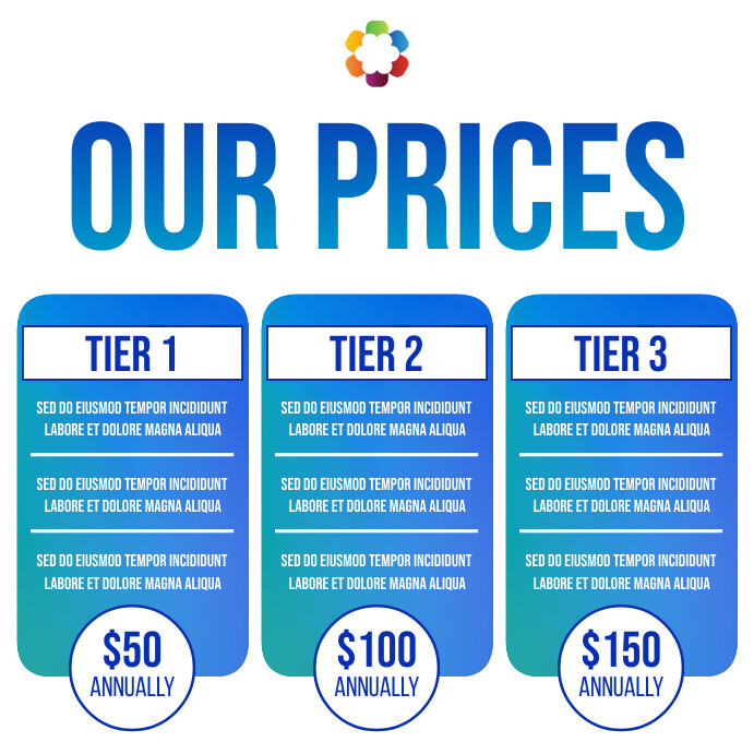 Our prices, price package, subscription tiers Instagram Post template
