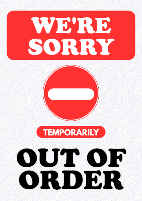 Out Of Order Signage A4 template