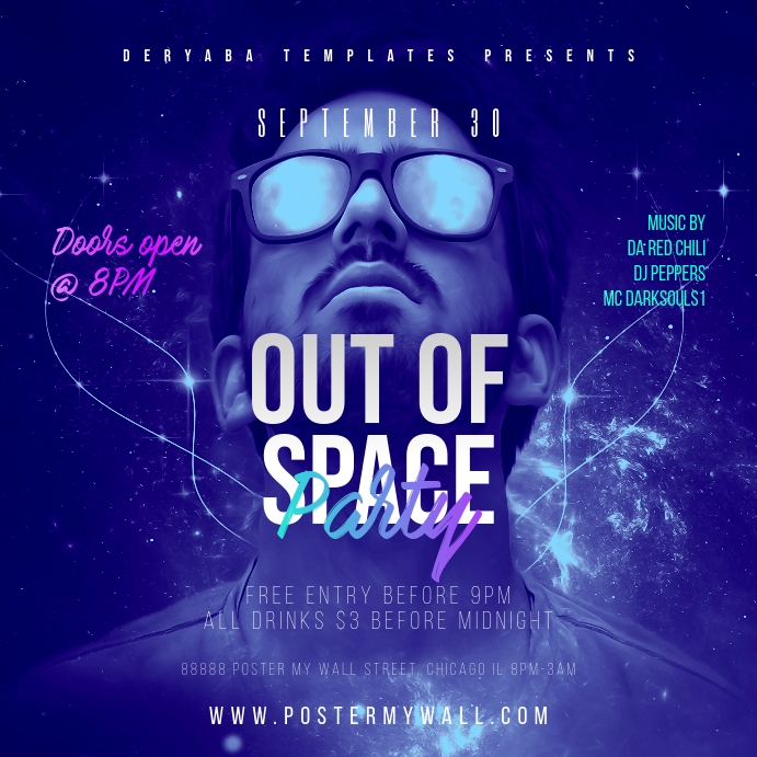 Out of Space Party Instagram Poster Template Iphosti le-Instagram