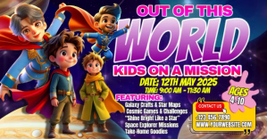 Out Of This World Kids On A Mission delt Facebook-billede template