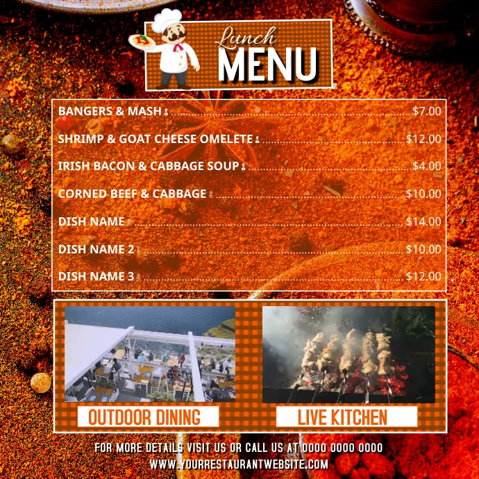 Outdoor Activity Menu Layout Copy of Outdoor Dining Restaurant Menu Animated Insta | PosterMyWall