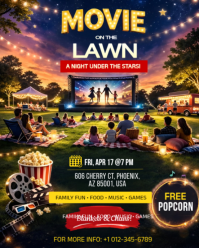 Outdoor Movie Night & Family Cinema On The Lawn Flyer Instagram Portrait template