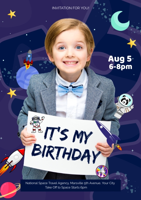 Outer Space Birthday A4 template