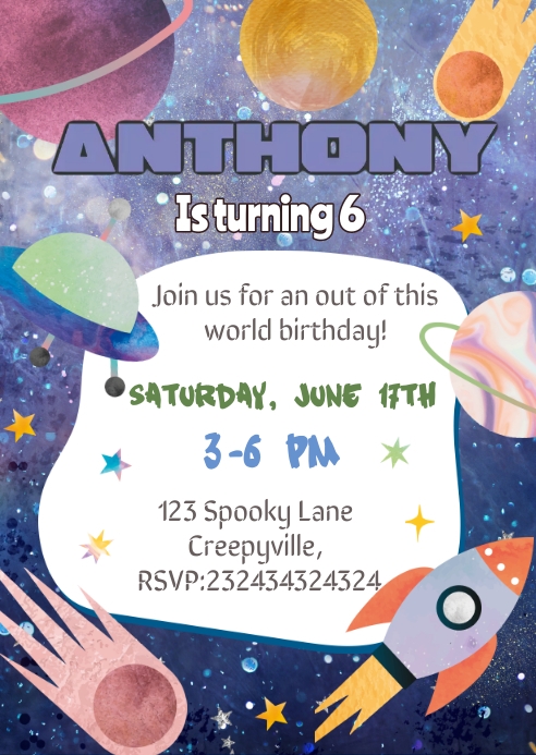 Outer Space Birthday Invitation Template PosterMyWall