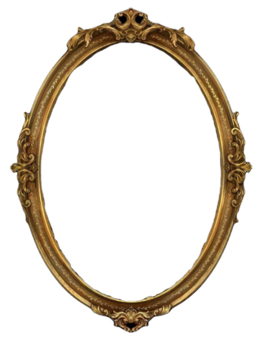 Oval Antique golden frame with empty space isolated on white background template Flyer (US Letter)