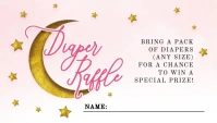 Over The Moon Baby Girl Shower Diaper Raffle Business Card template