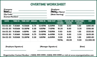 Overtime Worksheet Printable Template Tag