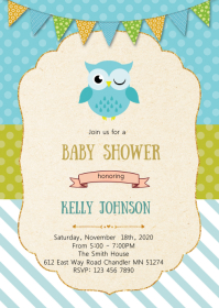 Owl baby shower invitation Template | PosterMyWall