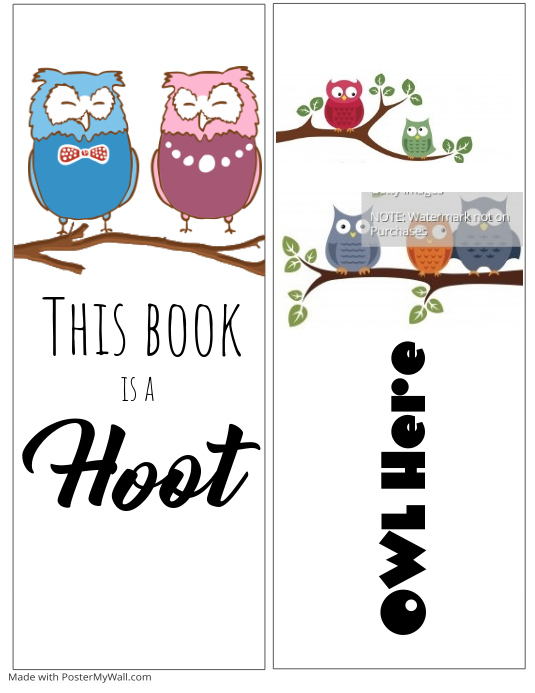 Owl Bookmarks Template PosterMyWall