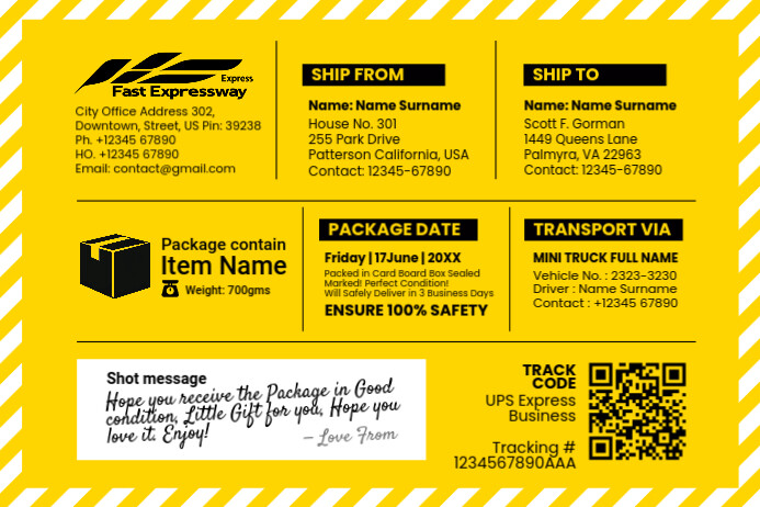 Image 4 for Package Address Label Template