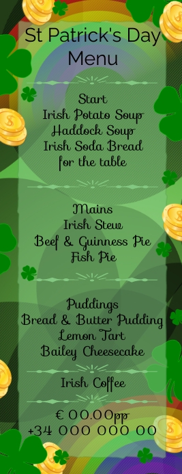 Paddy's Day Menu Half Page Letter template