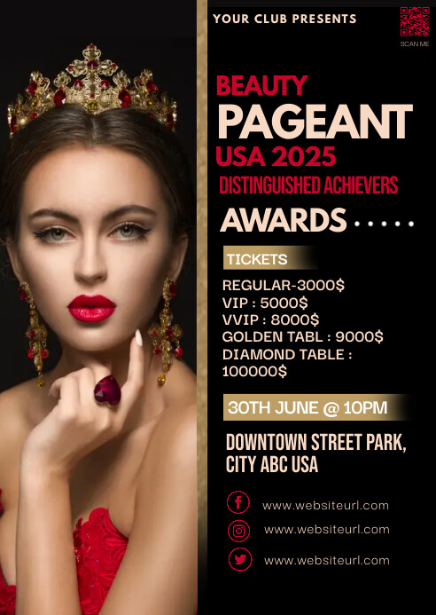 pageant, king and queen,event A6 template