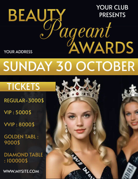 Pageant Screening Design PAGEANT BEAUTY CONTEST Modelo | PosterMyWall