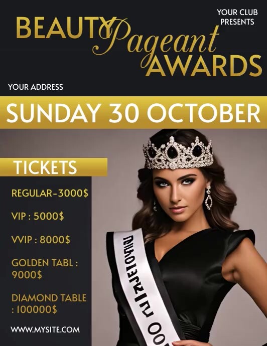 Beauty Pageant Template.pdf Plantilla de PAGEANT BEAUTY CONTEST | PosterMyWall