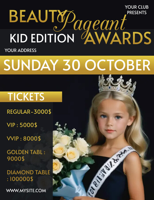 PAGEANT BEAUTY CONTEST KIDS Template | PosterMyWall