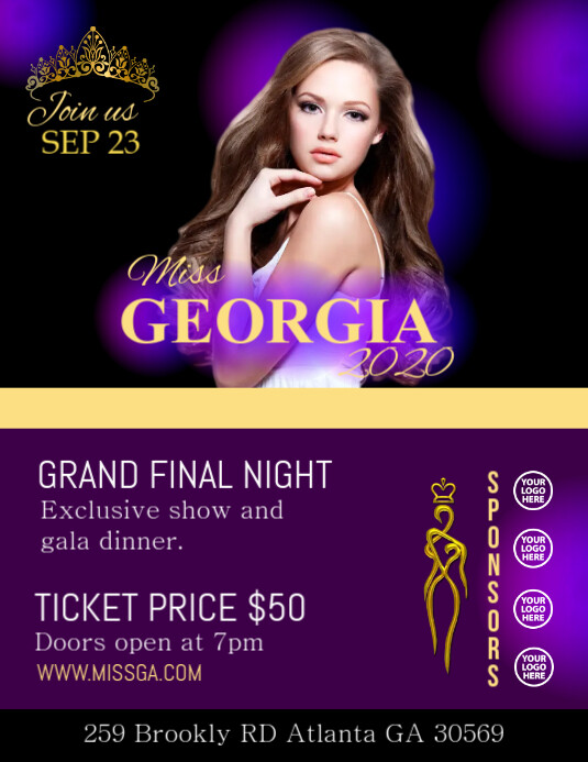 Pageant FLYER Løbeseddel (US Letter) template