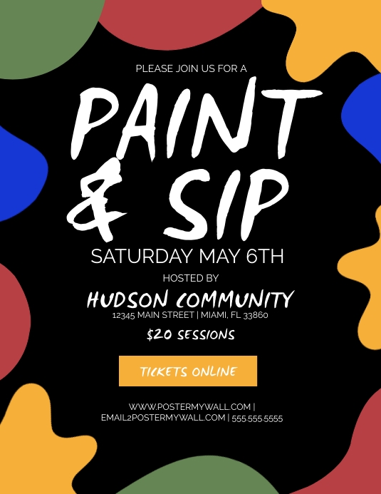 Paint & Sip Flyer Templates PosterMyWall