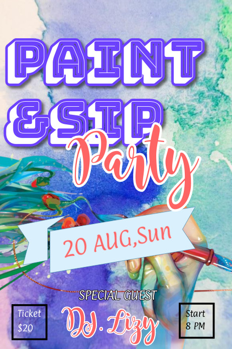 Paint & Sip Party Poster template