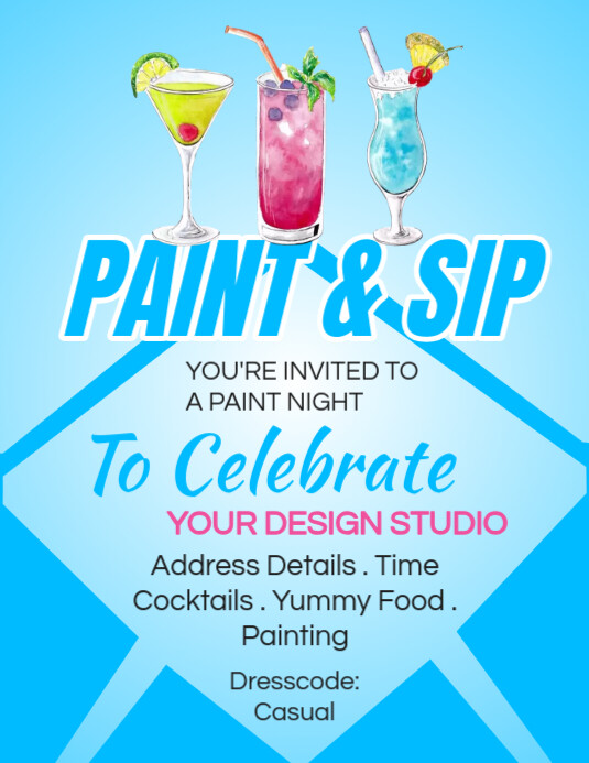 Paint & Sip Party Template PosterMyWall
