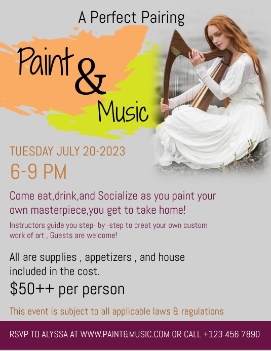 PAINT & SIP PARTY Flyer (US-Letter) template