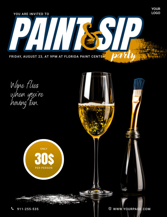 Paint & sip party flyer Template PosterMyWall
