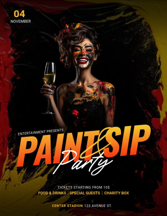 Paint & Sip Party flyer template PosterMyWall