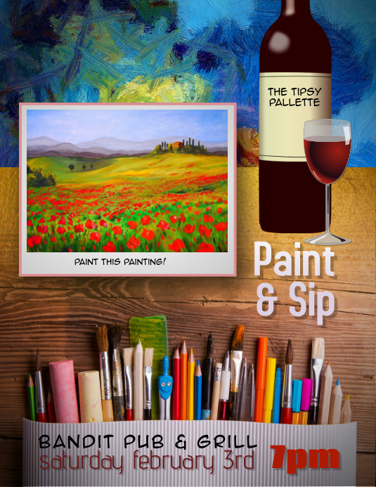 Paint and Sip Event Flyer Template PosterMyWall