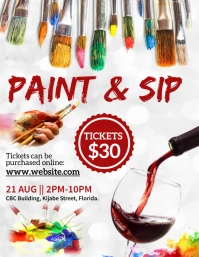 Paint and sip event template Pamflet (Letter AS)