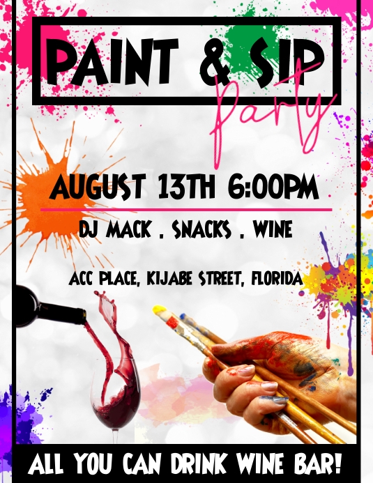 Paint and sip event template Iflaya (Incwadi ye-US)