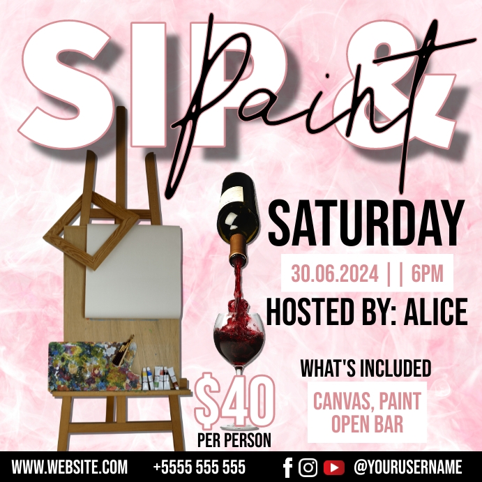 Paint and sip event template | PosterMyWall